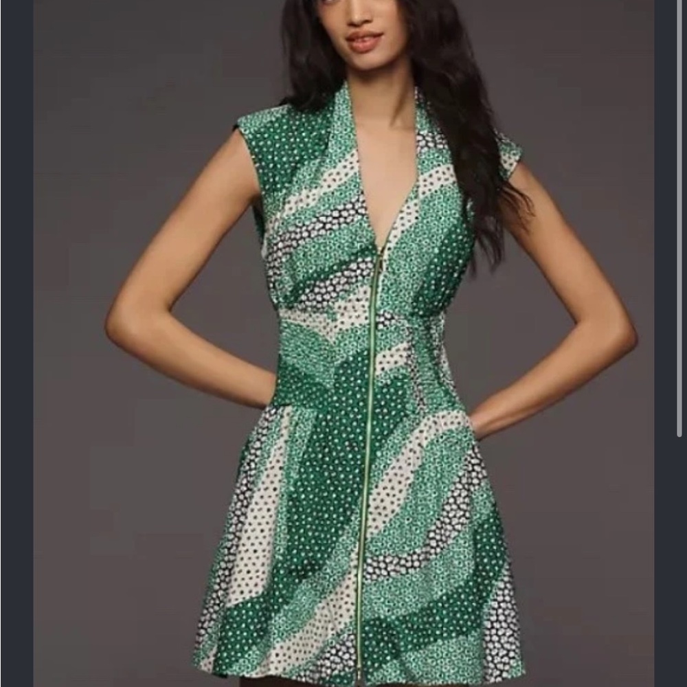 Anthropologie Tommie Mini Shirtdress- Green Patterned